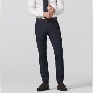 Meyer Bonn men’s navy blue slim fit classic trousers